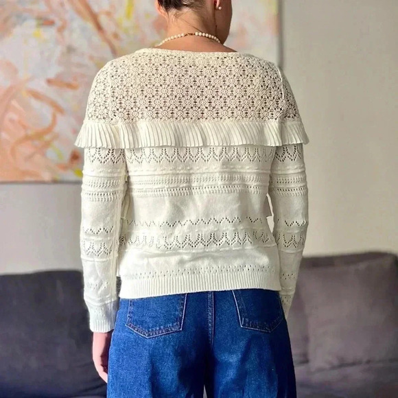 La Maille Sézane Tilla Jumper Sweater - White Ivory - Size XS - Picture 4 of 14